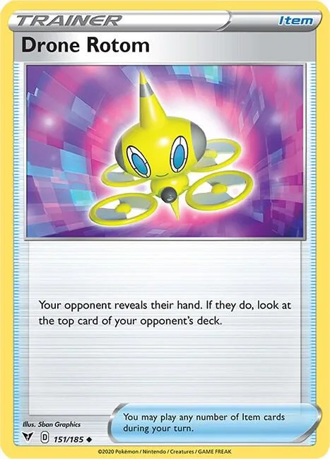 Drone Rotom #151/185 Reverse Holofoil Pokémon card from Vivid Voltage
