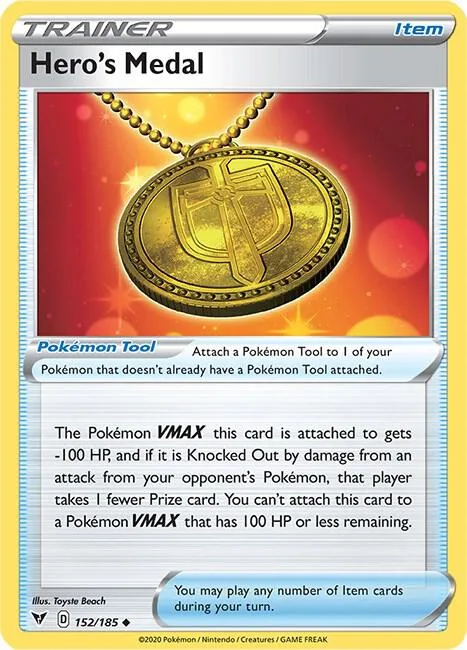 Hero's Medal #152/185 Pokémon card from Vivid Voltage