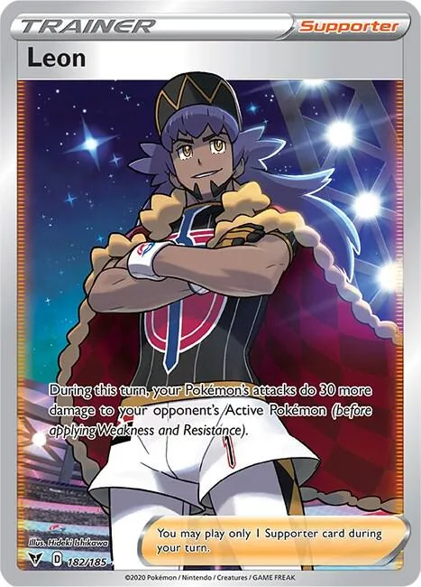 Leon Full Art #182/185 Holofoil Pokémon card from Vivid Voltage