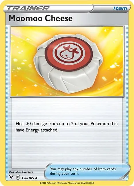 Moomoo Cheese #156/185 Reverse Holofoil Pokémon card from Vivid Voltage