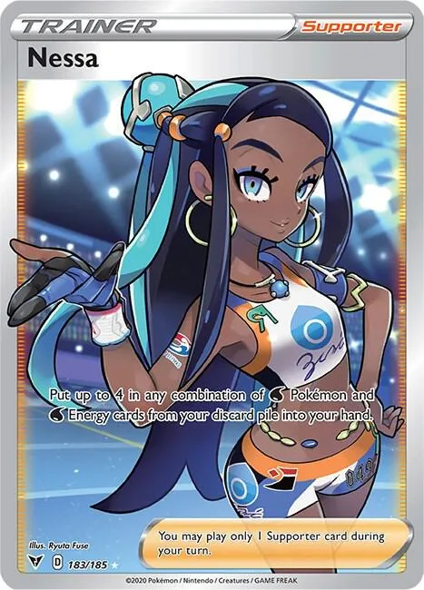 Nessa Full Art #183/185 Holofoil Pokémon card from Vivid Voltage