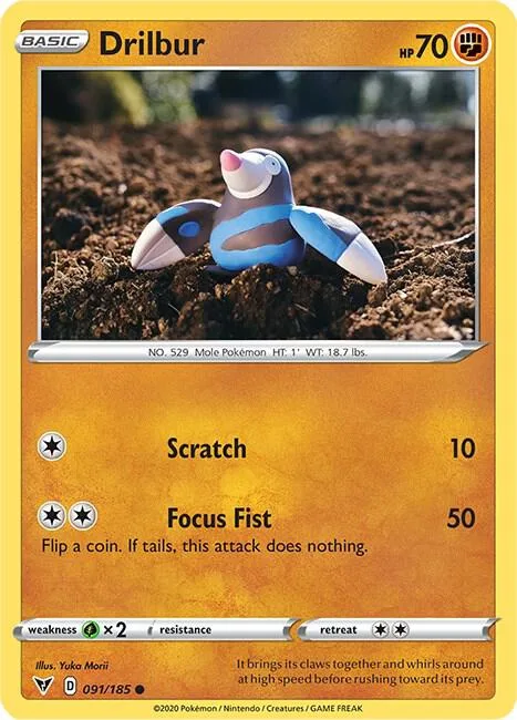 Drilbur #091/185 Reverse Holofoil Pokémon card from Vivid Voltage