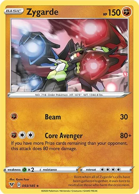 Zygarde #093/185 Holofoil Pokémon card from Vivid Voltage