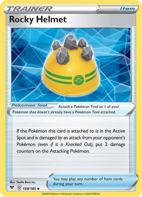 Rocky Helmet #159/185 Reverse Holofoil Pokémon card from Vivid Voltage