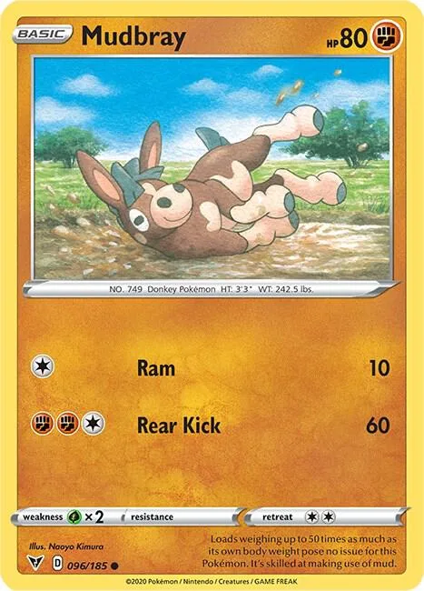 Mudbray #096/185 Reverse Holofoil Pokémon card from Vivid Voltage