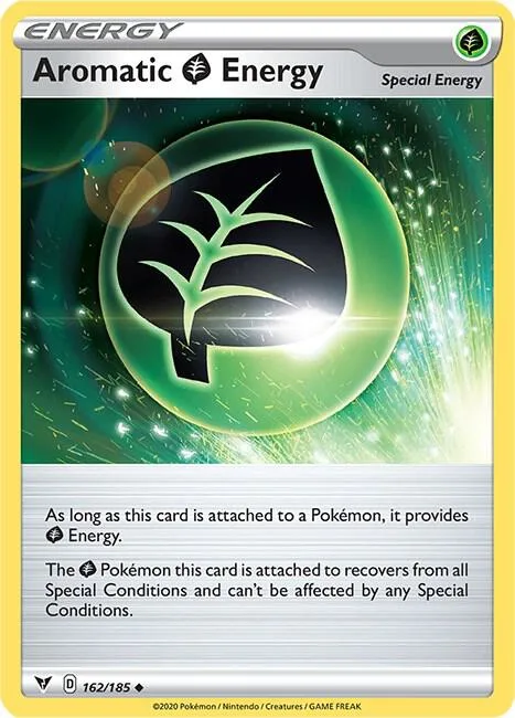 Aromatic Grass Energy #162/185 Reverse Holofoil Pokémon card from Vivid Voltage