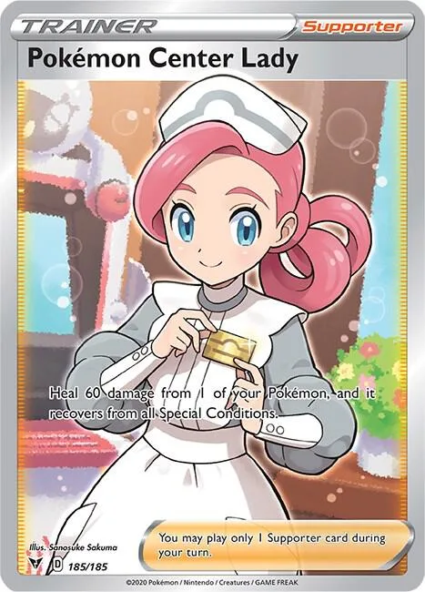 Pokemon Center Lady Full Art #185/185 Holofoil Pokémon card from Vivid Voltage