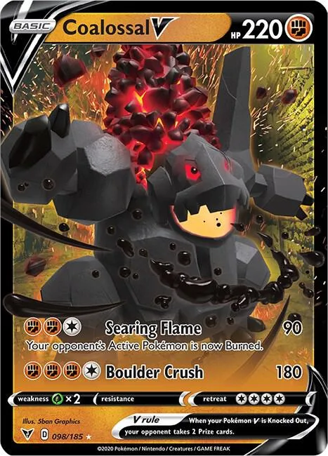 Coalossal V #098/185 Holofoil Pokémon card from Vivid Voltage