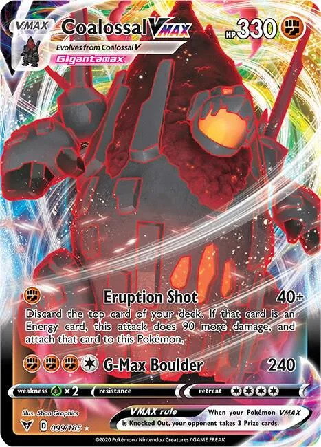 Coalossal VMAX #099/185 Holofoil Pokémon card from Vivid Voltage