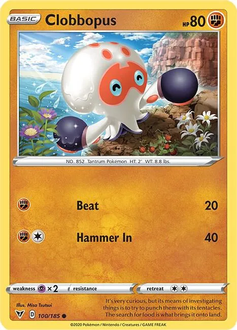 Clobbopus #100/185 Pokémon card from Vivid Voltage