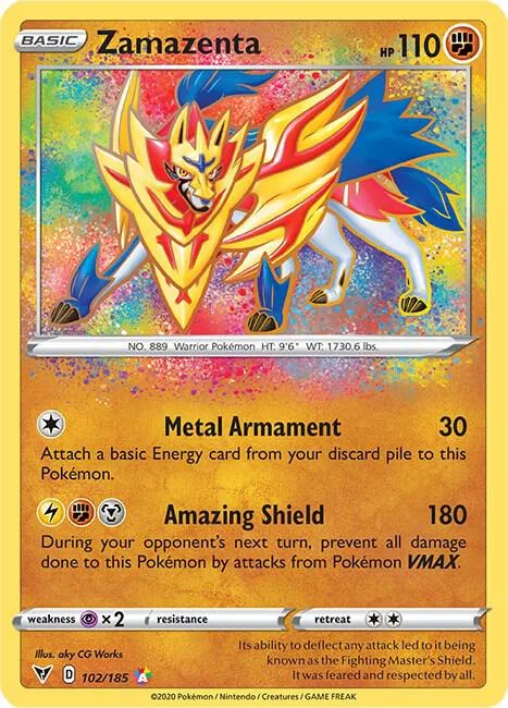 Zamazenta #102/185 Holofoil Pokémon card from Vivid Voltage