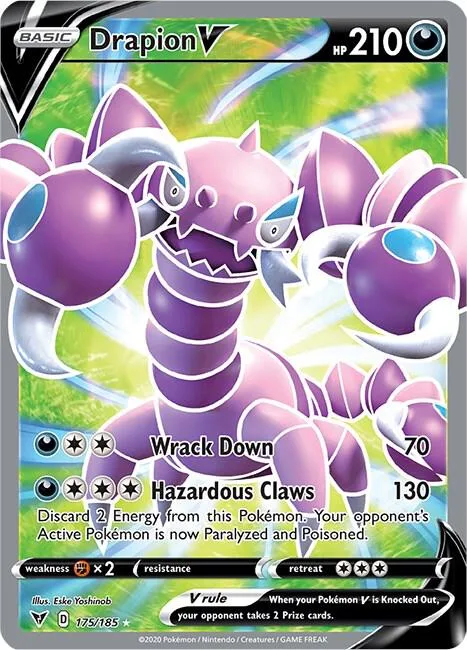 Drapion V Full Art #175/185 Holofoil Pokémon card from Vivid Voltage