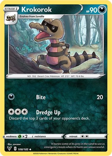 Krokorok #108/185 Pokémon card from Vivid Voltage