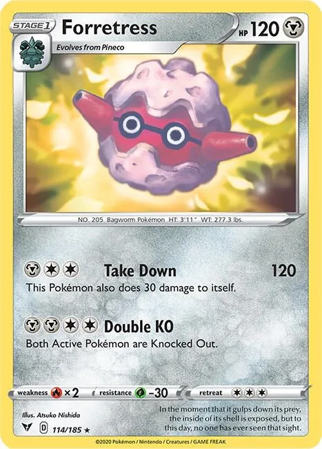 Forretress #114/185 Pokémon card from Vivid Voltage
