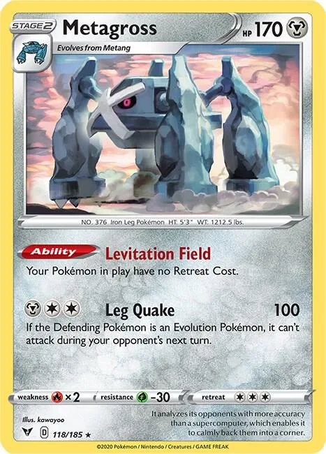 Metagross #118/185 Reverse Holofoil Pokémon card from Vivid Voltage