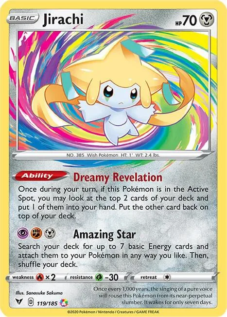 Jirachi #119/185 Holofoil Pokémon card from Vivid Voltage