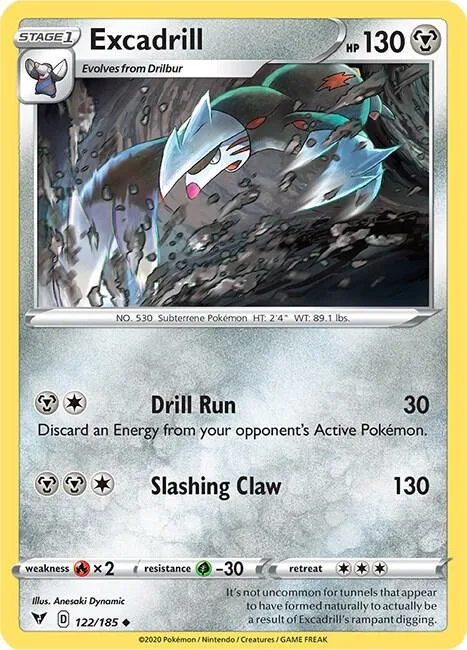 Excadrill #122/185 Reverse Holofoil Pokémon card from Vivid Voltage
