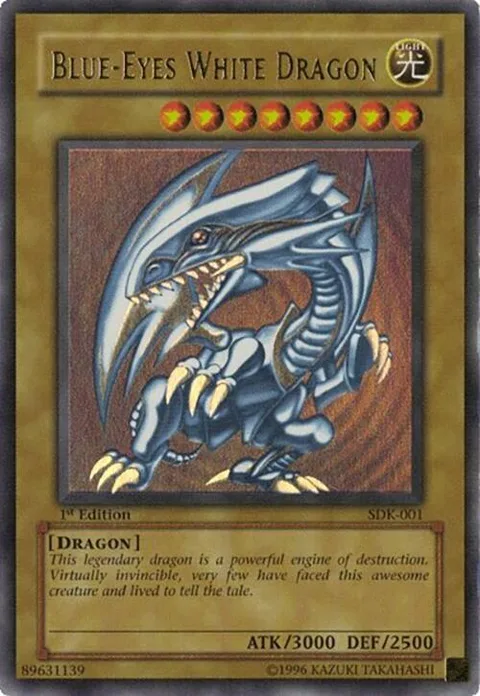 Blue-Eyes White Dragon SDK-001 1st Edition Yu-Gi-Oh card from Starter Deck: Kaiba