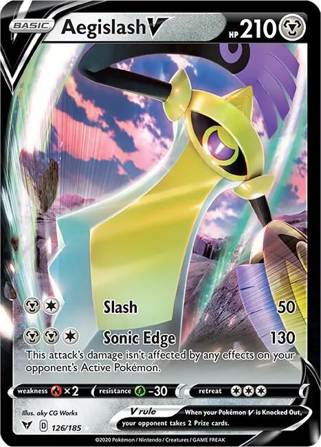 Aegislash V #126/185 Holofoil Pokémon card from Vivid Voltage