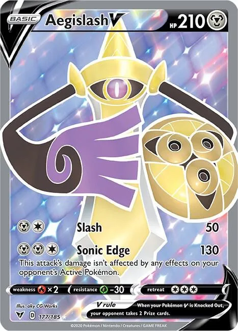 Aegislash V Full Art #177/185 Holofoil Pokémon card from Vivid Voltage
