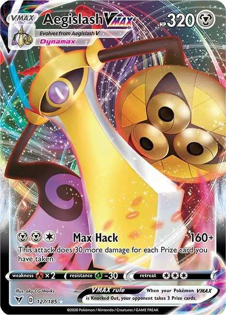 Aegislash VMAX #127/185 Holofoil Pokémon card from Vivid Voltage