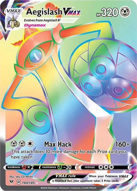 Aegislash VMAX Secret Rare #190/185 Holofoil Pokémon card from Vivid Voltage