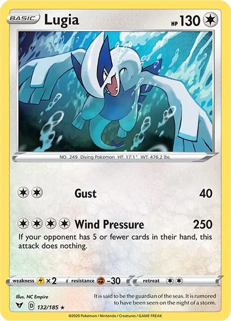 Lugia #132/185 Reverse Holofoil Pokémon card from Vivid Voltage