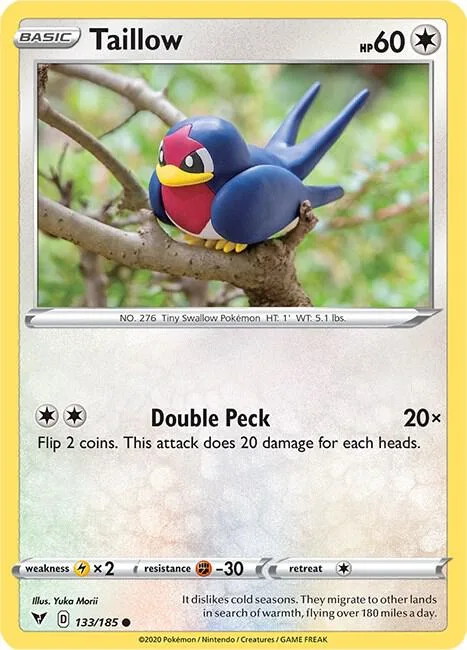 Taillow #133/185 Reverse Holofoil Pokémon card from Vivid Voltage