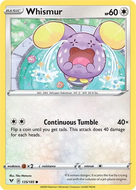 Whismur #135/185 Pokémon card from Vivid Voltage