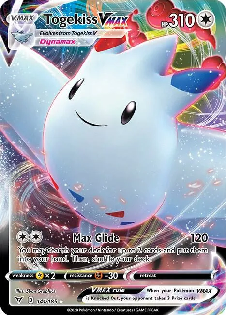 Togekiss VMAX #141/185 Holofoil Pokémon card from Vivid Voltage