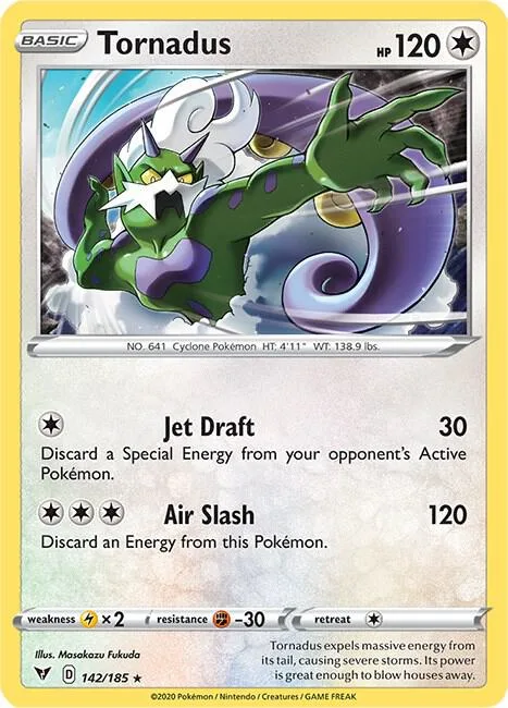 Tornadus #142/185 Reverse Holofoil Pokémon card from Vivid Voltage