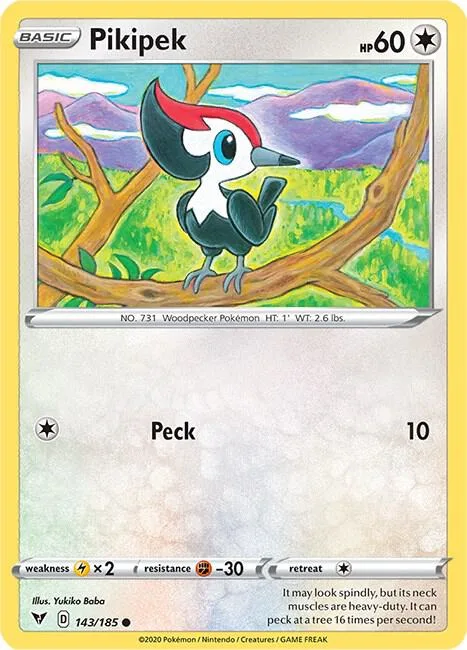 Pikipek #143/185 Pokémon card from Vivid Voltage
