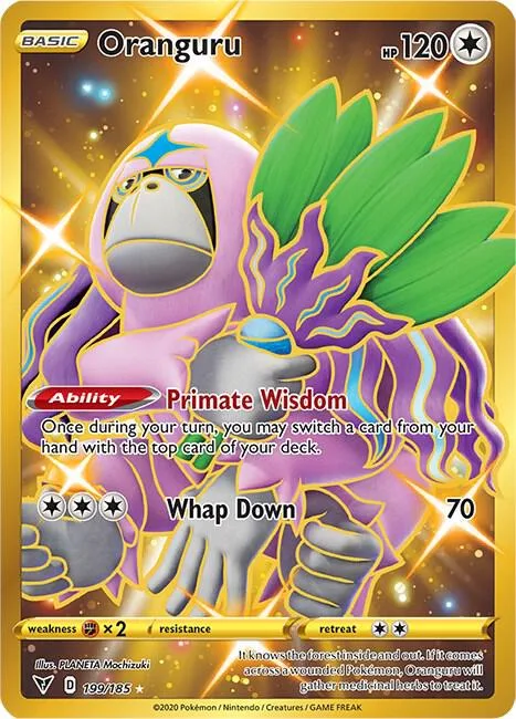 Oranguru Secret Rare #199/185 Holofoil Pokémon card from Vivid Voltage