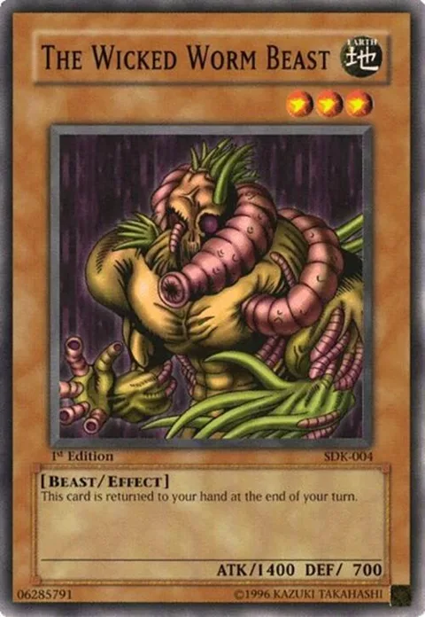 The Wicked Worm Beast SDK-004 1st Edition Yu-Gi-Oh card from Starter Deck: Kaiba