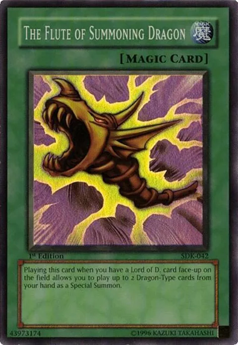 The Flute of Summoning Dragon SDK-042 1st Edition Yu-Gi-Oh card from Starter Deck: Kaiba
