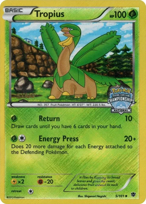 Tropius - 5/101 National Championships [Staff] #005/101 Reverse Holofoil Pokémon card from League & Championship Cards