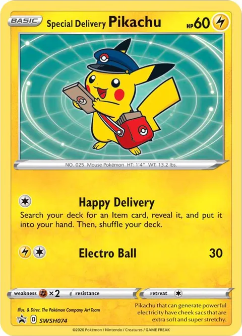 Special Delivery Pikachu #SWSH074 Holofoil Pokémon card from Sword & Shield Promo Cards