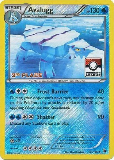 Avalugg - 31/106 Pokemon League [3rd Place] #031/106 Reverse Holofoil Pokémon card from League & Championship Cards