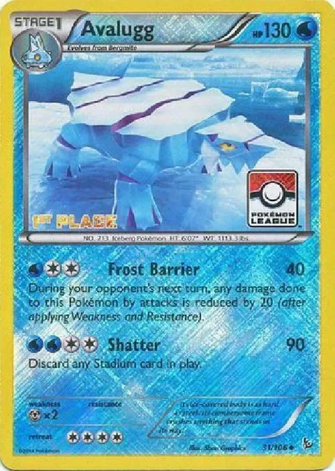 Avalugg - 31/106 Pokemon League [1st Place] #031/106 Reverse Holofoil Pokémon card from League & Championship Cards