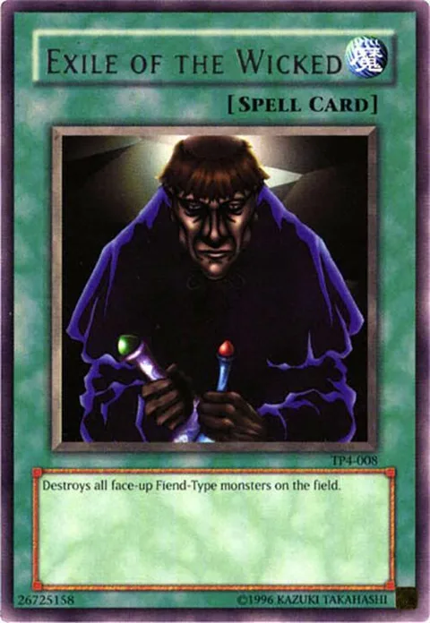 Exile of the Wicked TP4-008 Yu-Gi-Oh card from Tournament Pack 4
