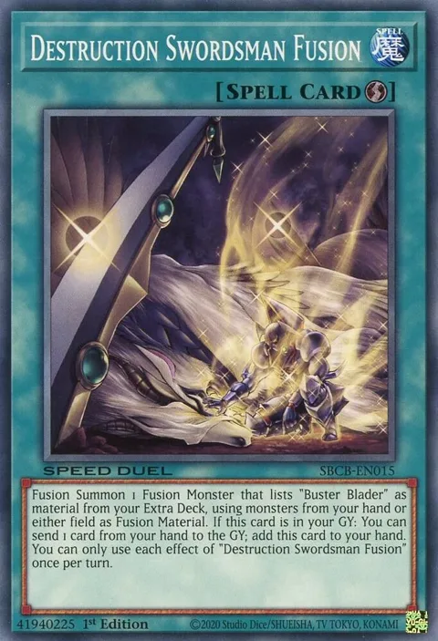Destruction Swordsman Fusion SBCB-EN015 Yu-Gi-Oh card from Speed Duel: Battle City Box