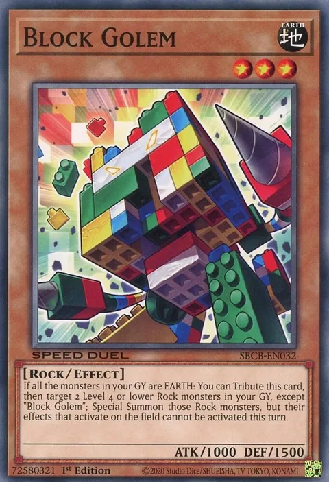 Block Golem SBCB-EN032 Yu-Gi-Oh card from Speed Duel: Battle City Box