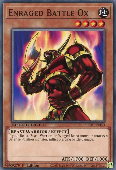Enraged Battle Ox SBCB-EN050 Yu-Gi-Oh card from Speed Duel: Battle City Box