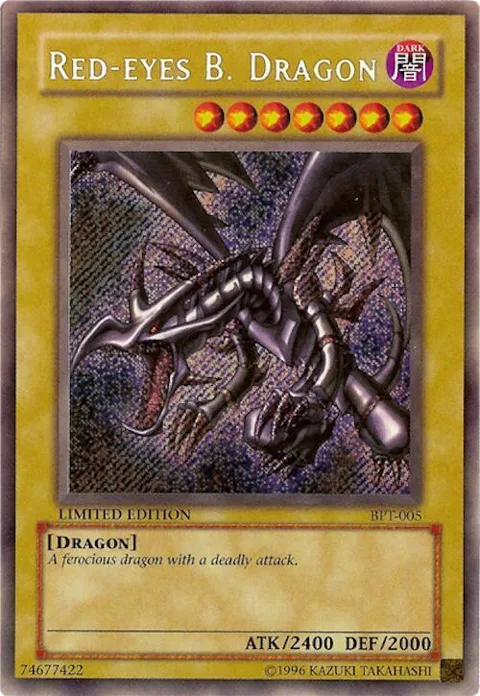 Red-Eyes B. Dragon BPT-005 Yu-Gi-Oh card from 2002 Collectors Tin