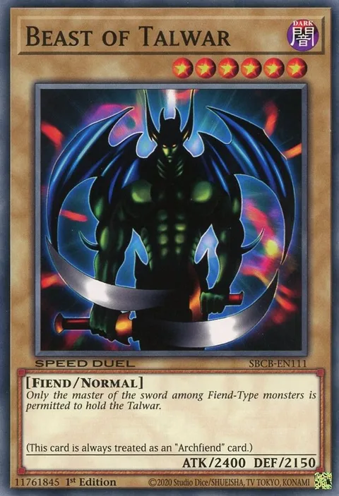 Beast of Talwar SBCB-EN111 Yu-Gi-Oh card from Speed Duel: Battle City Box