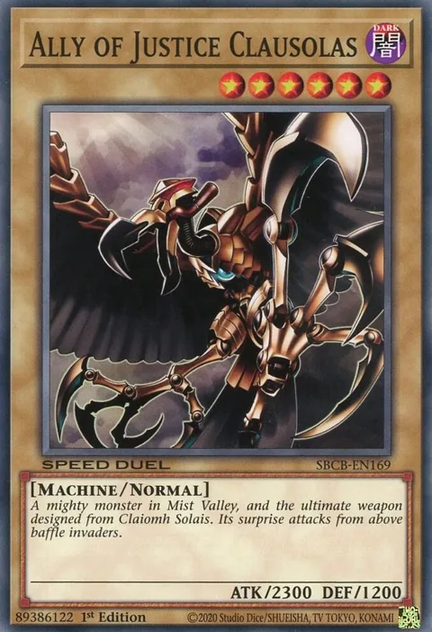Ally of Justice Clausolas SBCB-EN169 Yu-Gi-Oh card from Speed Duel: Battle City Box