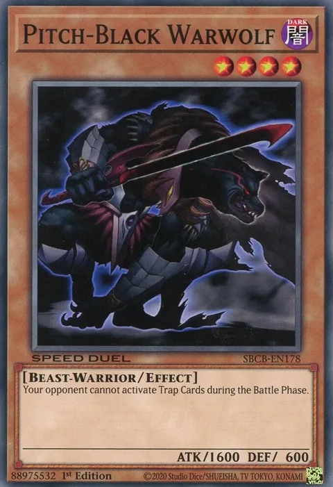 Pitch-Black Warwolf SBCB-EN178 Yu-Gi-Oh card from Speed Duel: Battle City Box