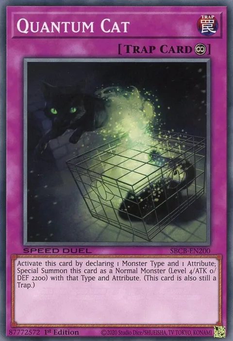 Quantum Cat SBCB-EN200 Yu-Gi-Oh card from Speed Duel: Battle City Box