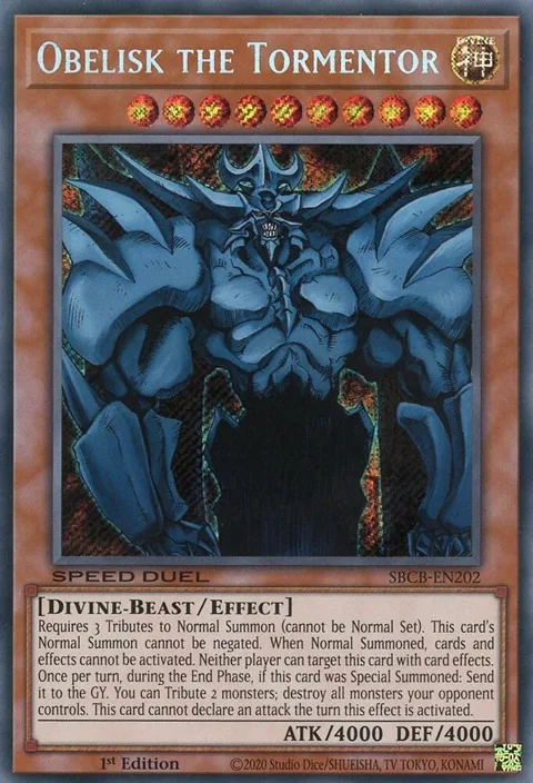 Obelisk the Tormentor SBCB-EN202 Yu-Gi-Oh card from Speed Duel: Battle City Box