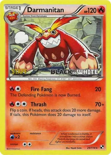Darmanitan - 25/114 Prerelease [Staff] #25/114 Holofoil Pokémon card from Black and White Promos